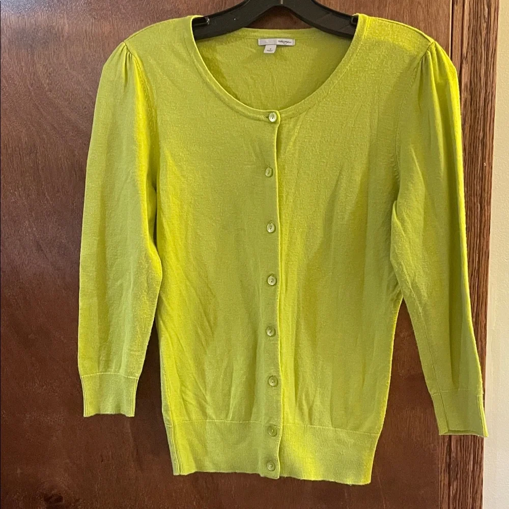 Halogen Lime Green Lightweight Button-Front Cardigan - Picture 1 of 9